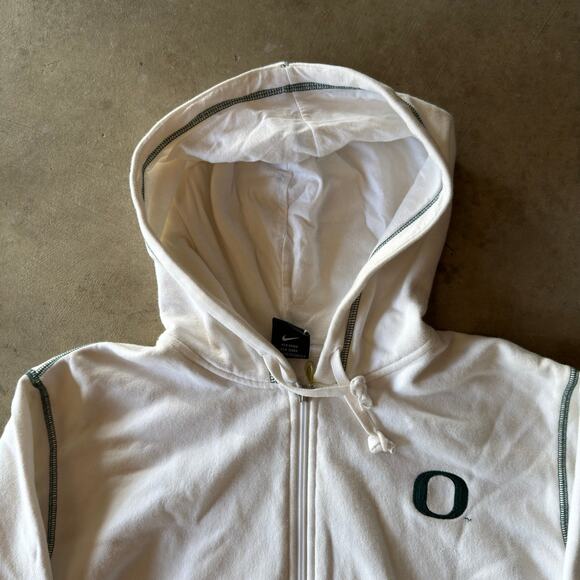 VINTAGE Y2K NIKE OREGON DUCKS CROPPED ZIP UP HOODIE CUTE GRAPHIC WOMENS LARGE - Picture 2 of 5